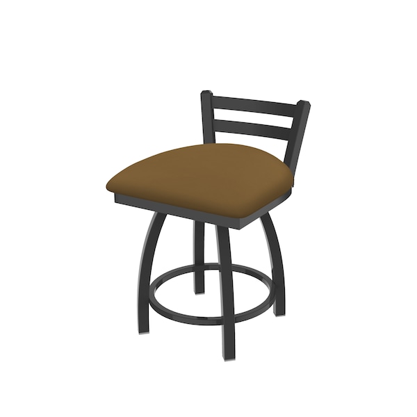 18" Low Back Swivel Vanity Stool, Pewter Finish, Canter Saddle Seat
